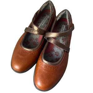 Aravon Womens Brown/Copper Leather Mary Jane Comfort Shoes Size 9B Like New